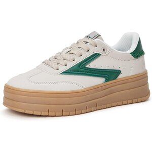 🆕Women's Grey/Green Classic Fashion Sneakers Leather Comfy Breathable Shoes